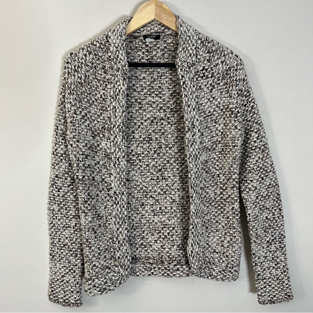 Vintage J Crew Handknit Lambswool Cardigan Neutral Open Front Sweater Small 2005 - Picture 4 of 9